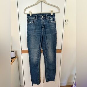 American Eagle Outfitters Distressed Blue Straight Leg Jeans